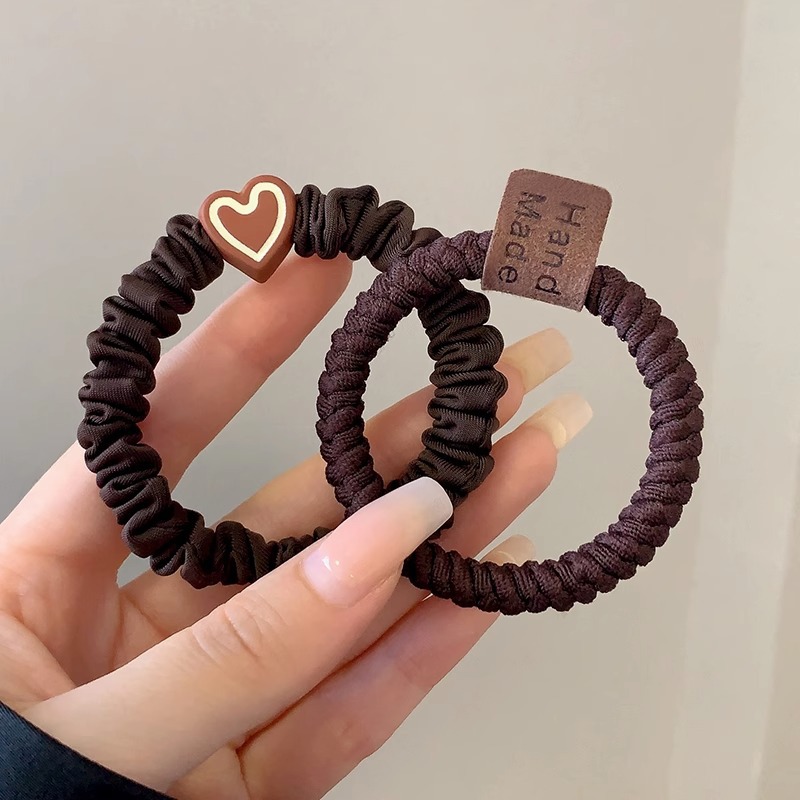 Coletero de goma, simple, de alta elasticidad, duradero, anillo para el cabello para mujer, nuevo estilo 2025, accesorio para el cabello de niña, cubierta de cuero.