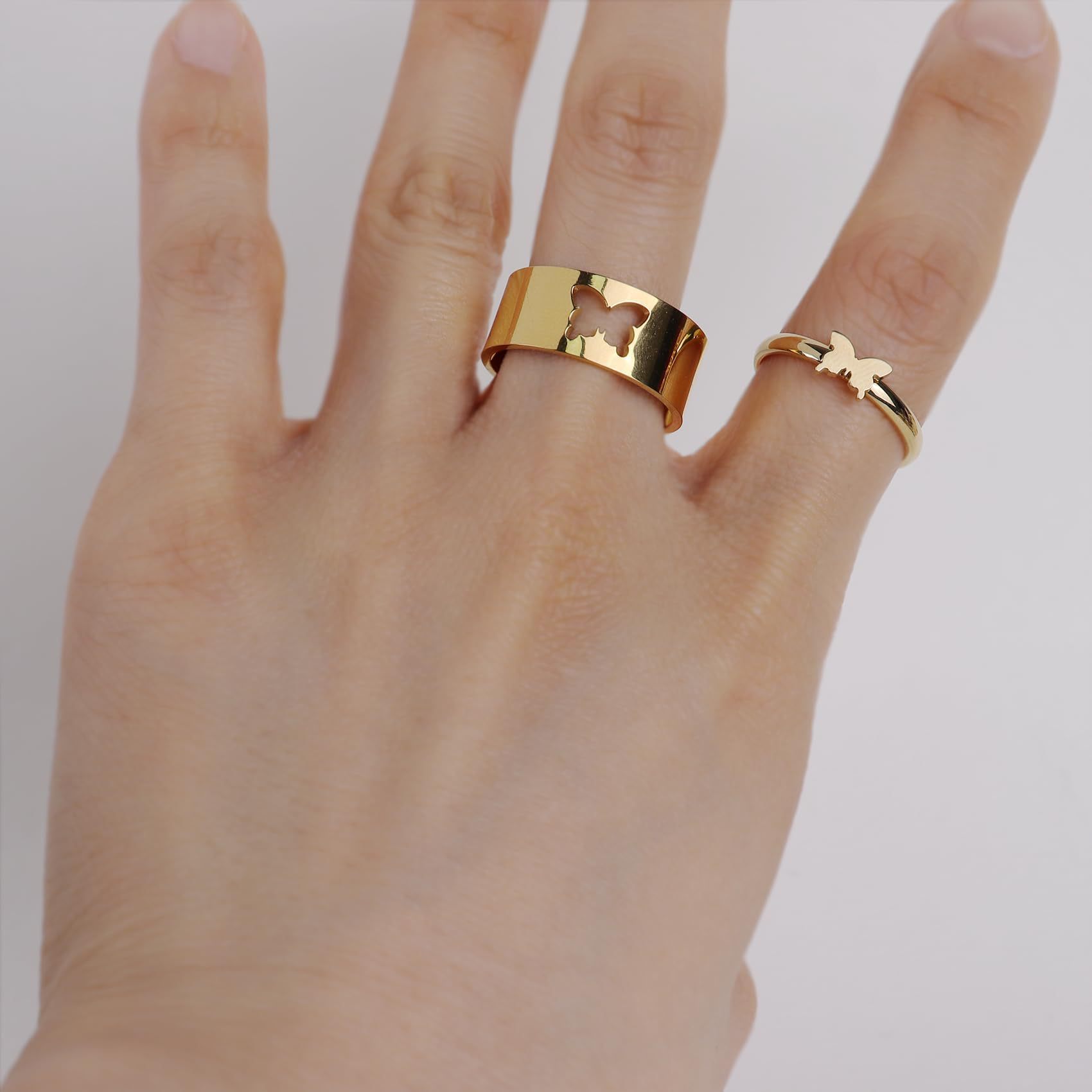 Cross-Border Simple Electroplated Love Couple's Love Ring Set for Men and Women Open Adjustable Wedding Ring