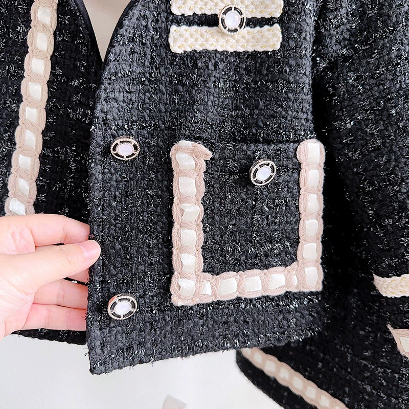 Куртка, юбка, демисезонный стеганый набор для детей девочек, стиль Chanel, западный стиль