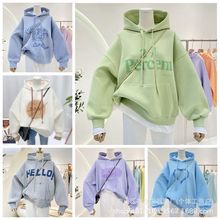 直播带货一手货源 秋冬加绒女装连帽韩版卫衣批发 潮流女外套2元