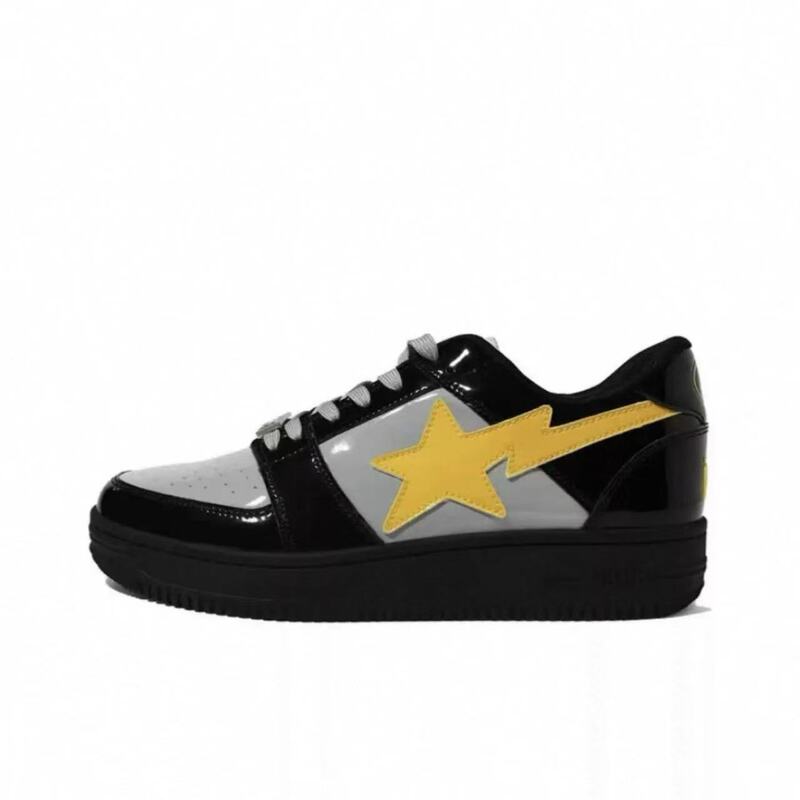 BAPESTA SK8 DUNK ブラック ホワイト シャーク パテントレザー トレンド カジュアル バイブ ロートップ スポーツ スケートボード シューズ|undefined