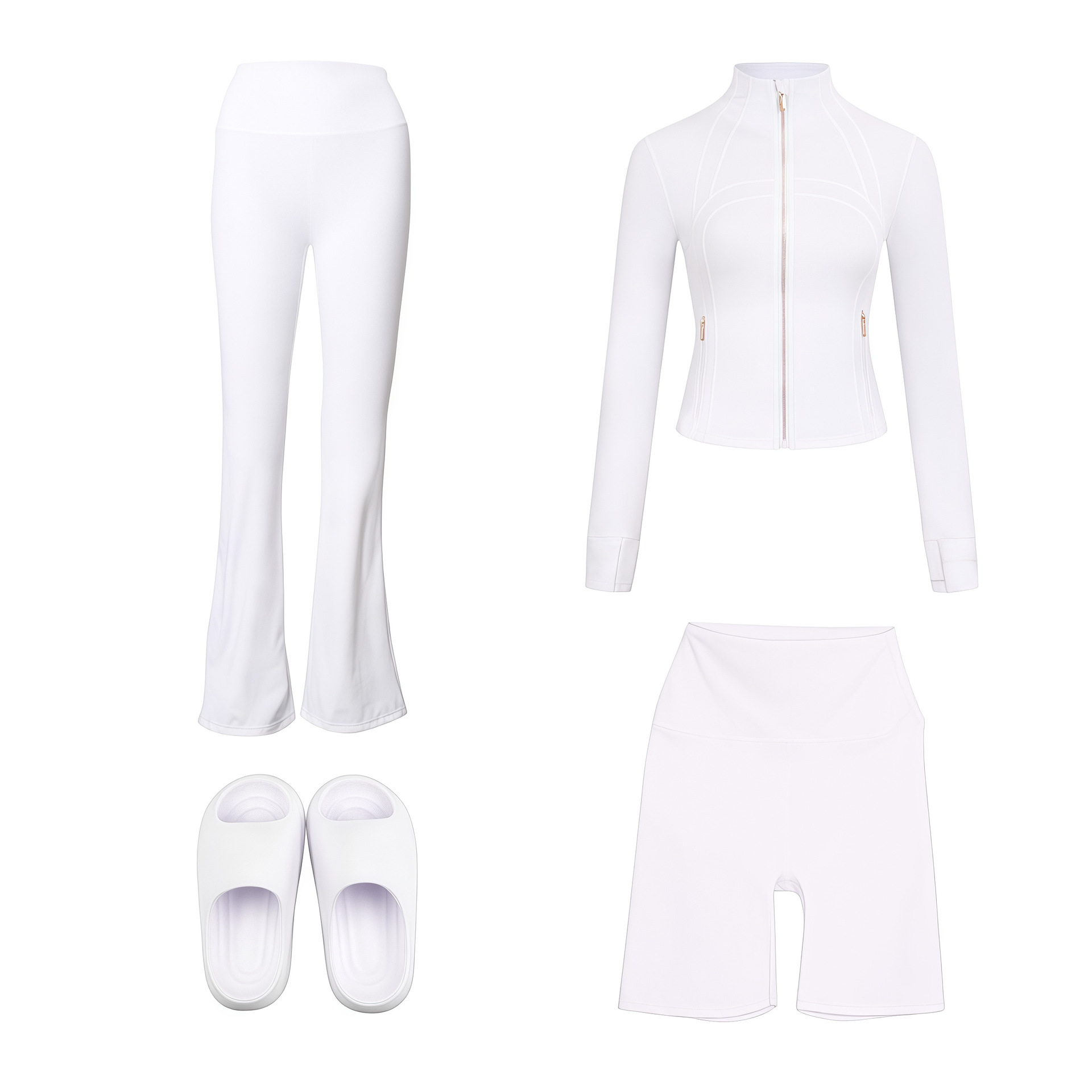 Women's 4-piece Activewear Set With Jacket, Pants, Shorts & Slides_voghion.com