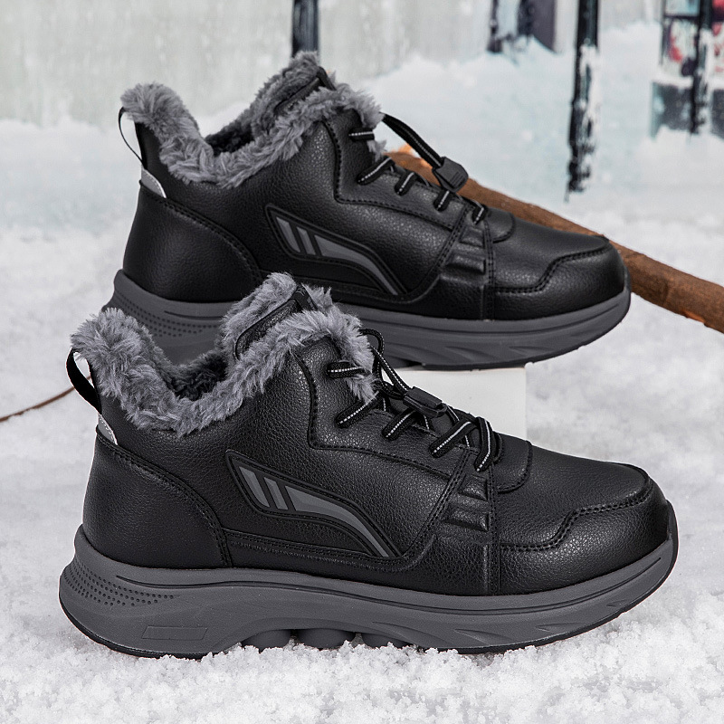 Nuevos zapatos de invierno de alta altura para mujeres con terciopelo calentador zapatos de madre impermeables antideslizantes zapatos de algodón de mediana edad ensanchados zapatos de caminar