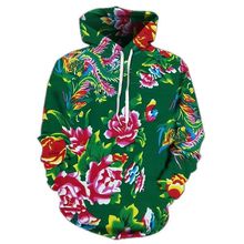 2024新款春秋薄款国风牡丹花王图时尚3D印花卫衣中国风男女连帽衫