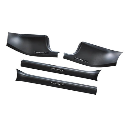 2022-2024 Tesla Model Y Carbon Fiber Door Sill Strips, Custom Anti-Kick Plates, Welcome Pedals, Modification Parts (Dekorativ pedal başlıqları) - set-of-4-pieces