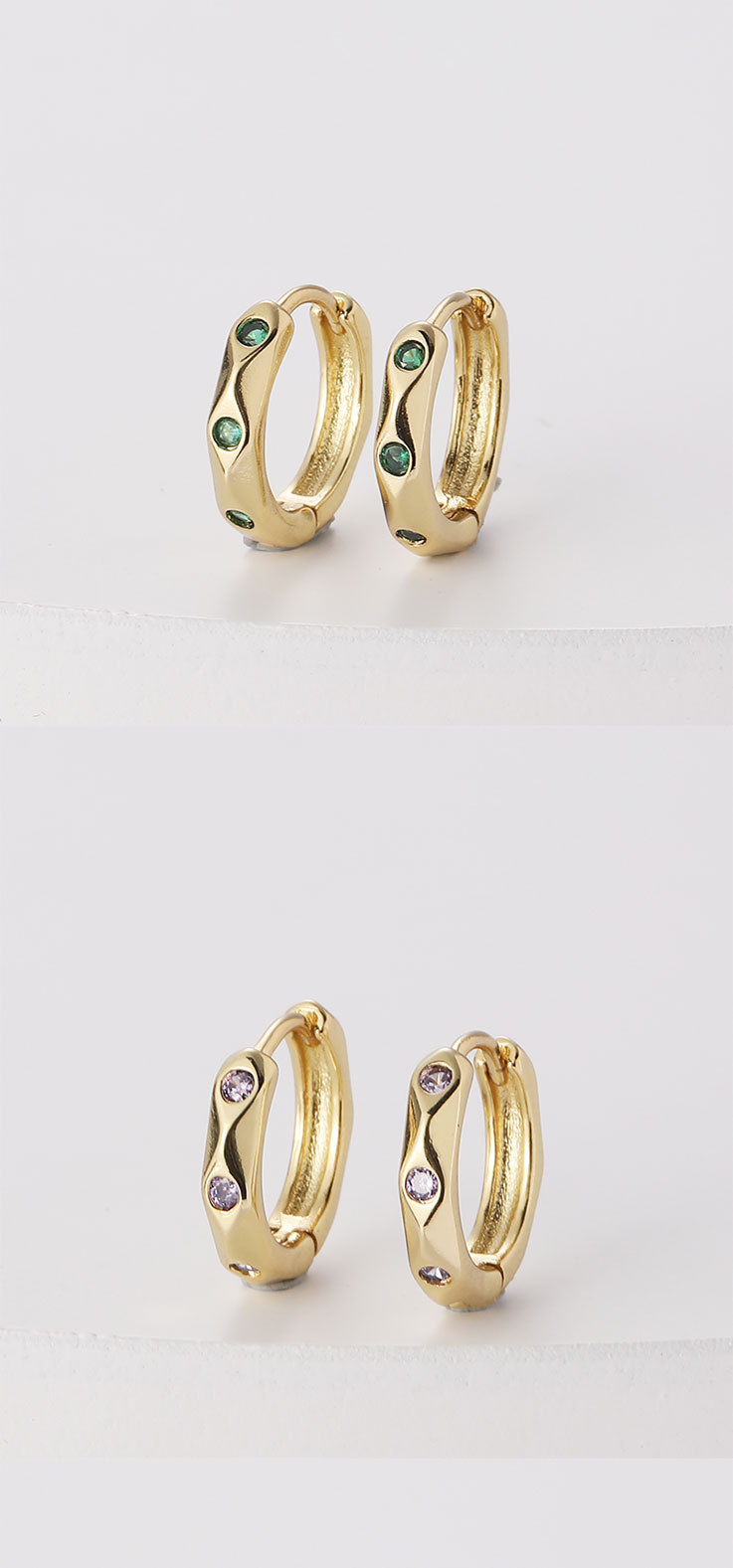 simple geometeic circle inlaid colorful zircon copper hoop earrings wholesale