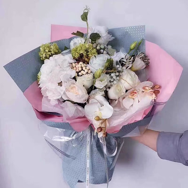 Fábrica de fiestas de flores al por mayor de pequeños puntos floristas paquetes de flores paquetes de flores de alto lujo caja de regalo de papel de embalaje