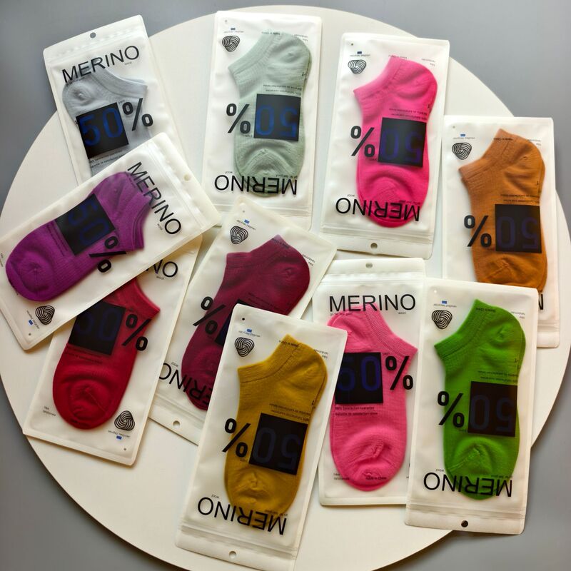 50% Merino Wool Unisex Warm Solid Color Outdoor Sports Hiking Short Ankle Socks Spring and Autumn Versatile Ankle Socks