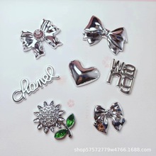 y2k电镀金属感镶钻蝴蝶结太阳花爱心手机壳洞洞鞋树脂饰品配件diy