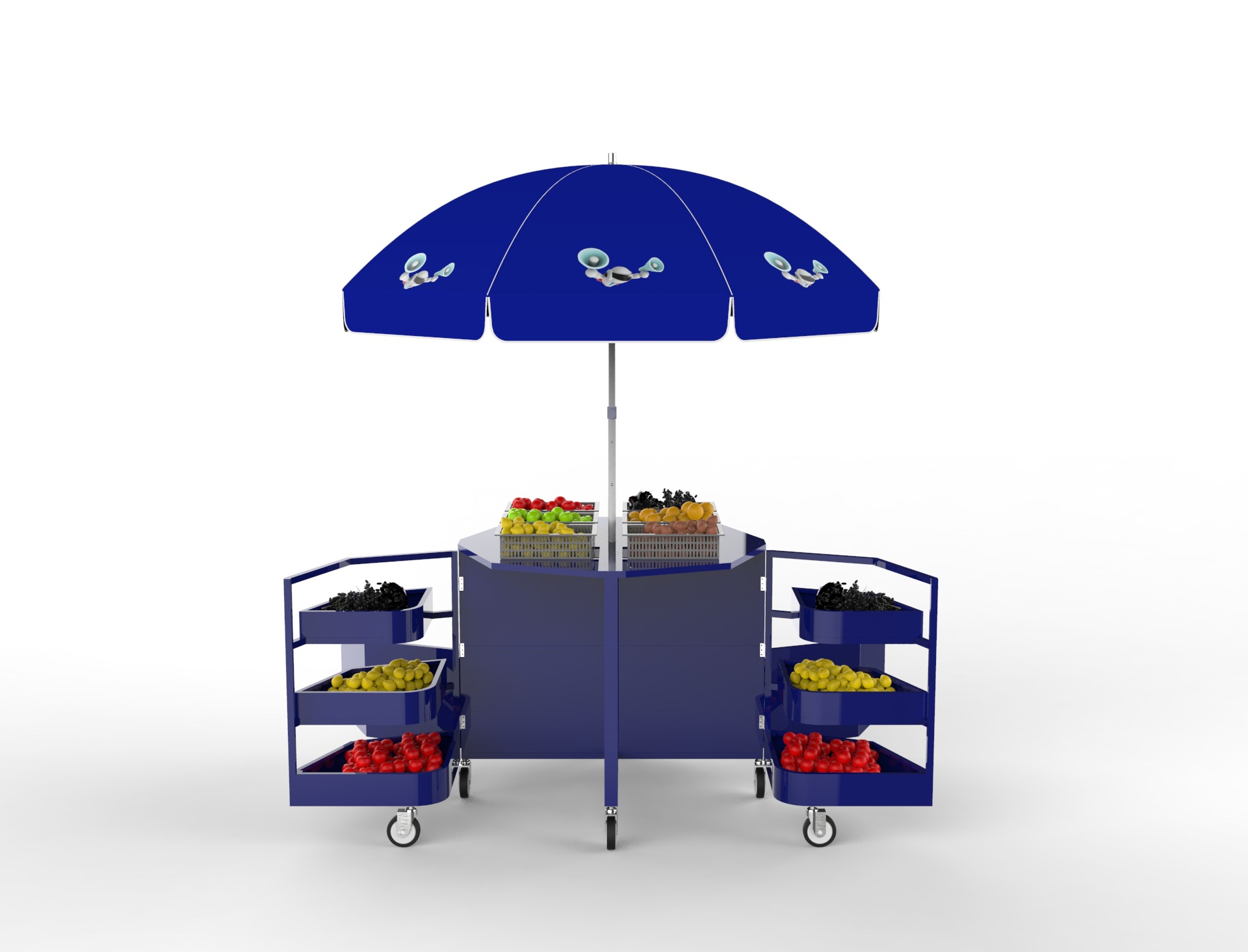 新款户外街头销售弹出式金属折叠水果售卖车手推车摊位