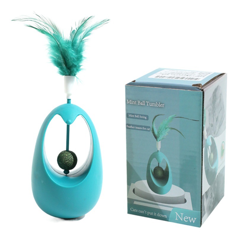 Tumbler giratoria bola gato juguete auto-Hola alivio tapado mascotas suministros divertido gato giradiscos bola gato juguete al por mayor