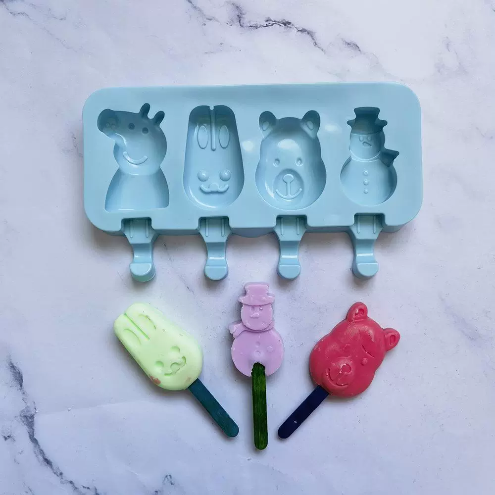 4 Lanlon Pig Bunny Bear Snow 478 Chocolate Biscuits Mold Mold Hermia Cream Candy Silicon Glated mold