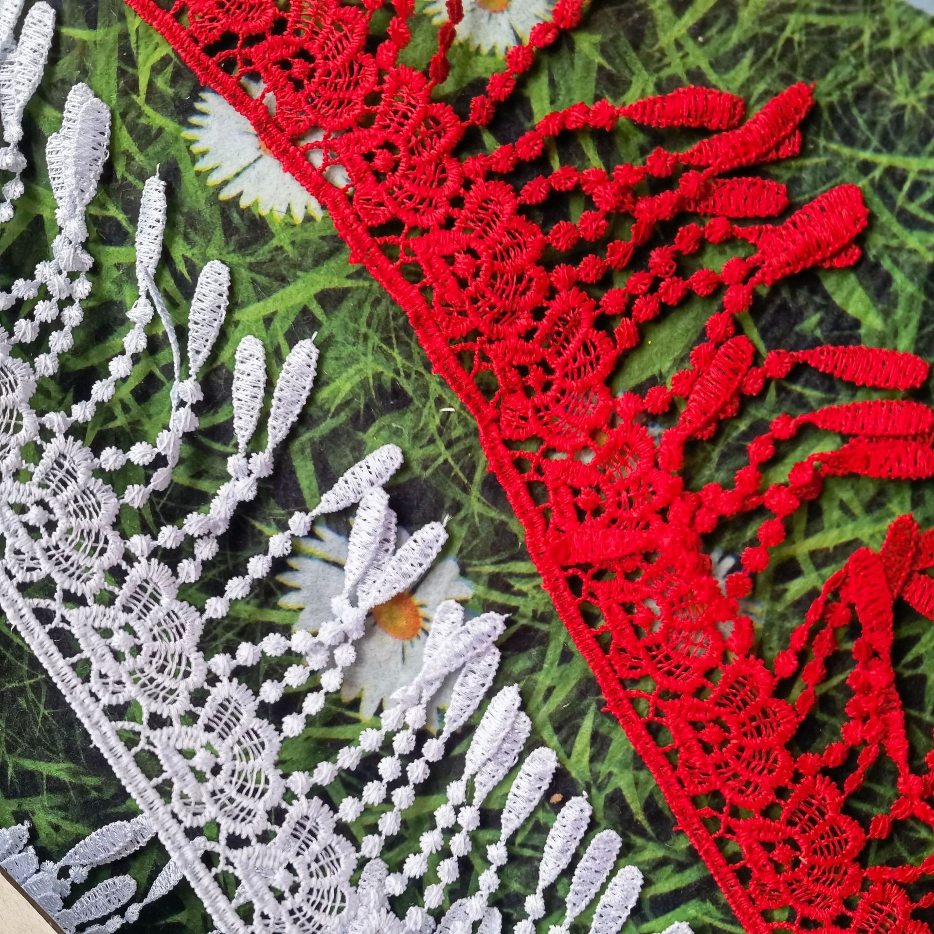 8厘米涤纶色水溶花边带 掉须舞裙少数民族花边贵州阿卯彝族壮族白