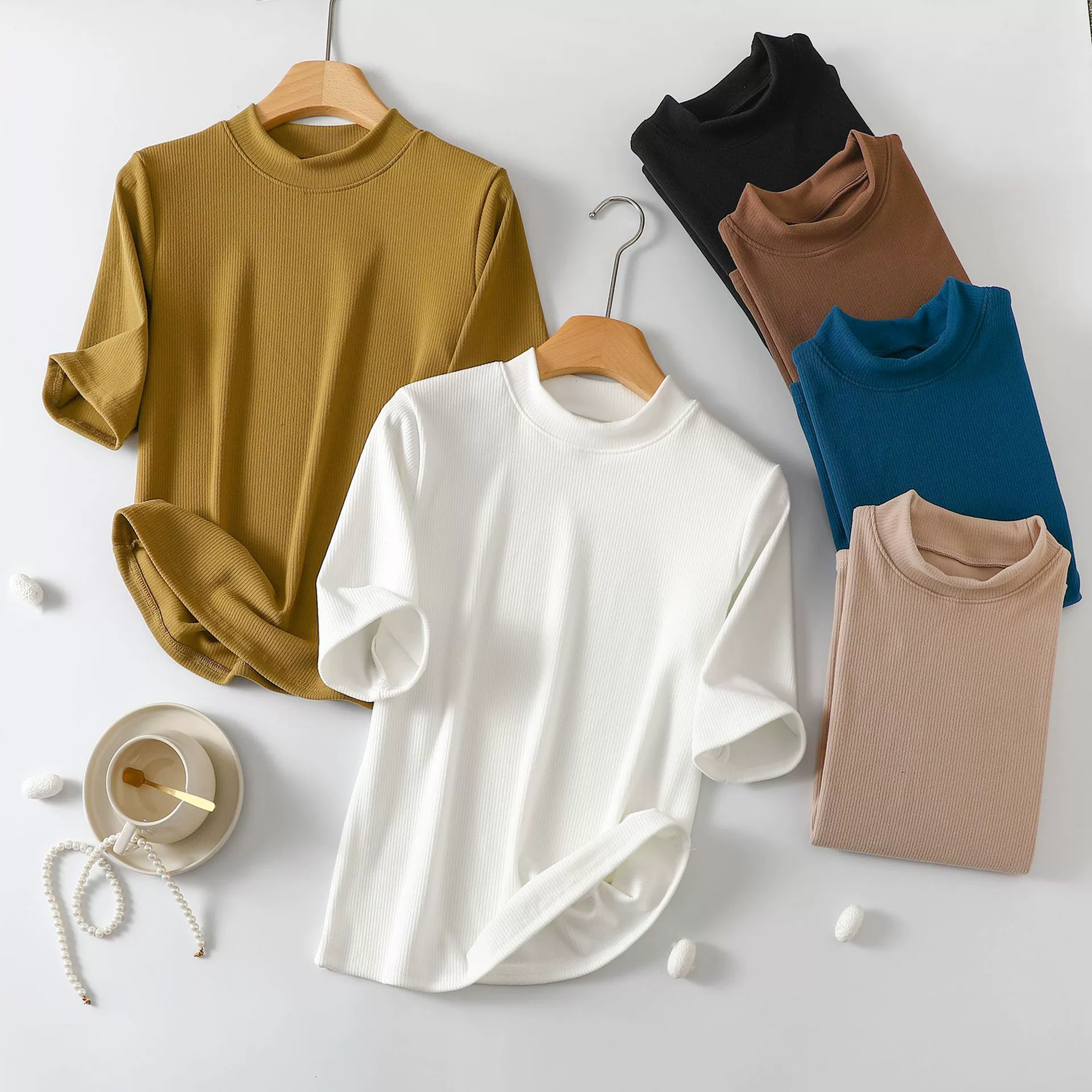 Однотонная нижняя рубашка с коротким рукавом, Женская внутренняя одежда, осень-зима, новая футболка с коротким воротом и коротким рукавом, Приталенный топ в западном стиле