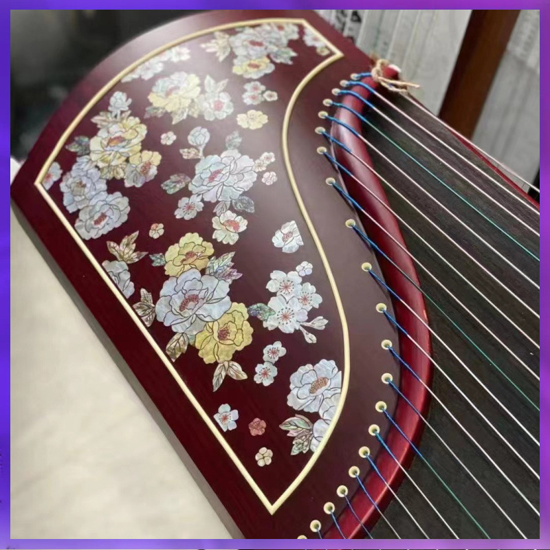 ⇘古筝中国风乐器水移复古面板水转印家具花鸟螺钿贴纸大盟贴画