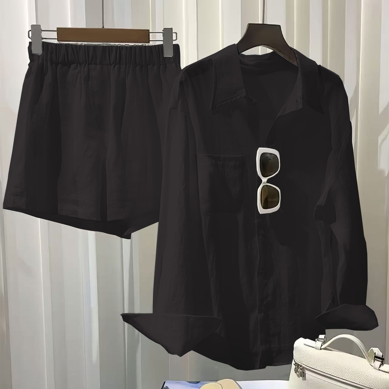Plus Size Women's Casual Cotton Linen Shirt Spring Autumn Loose Fashion Solid Color Sports Suit_ecoleips.com