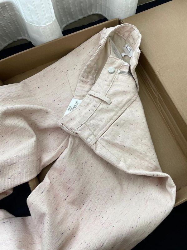 设计感彩墨宽松直筒牛仔裤女春秋新款浅色高腰显瘦垂感窄版阔腿裤|undefined