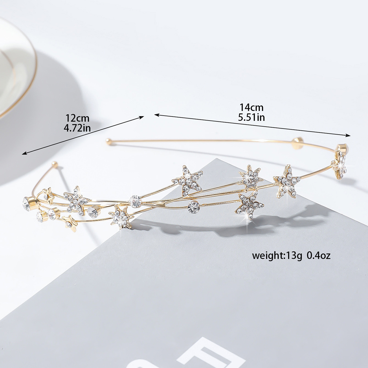 Temperamento de moda con diamantes de ramas de sauce de estrella estrella correa de cabello de mujer correa de ventana de corte retro simple tocado de cabello de mujer