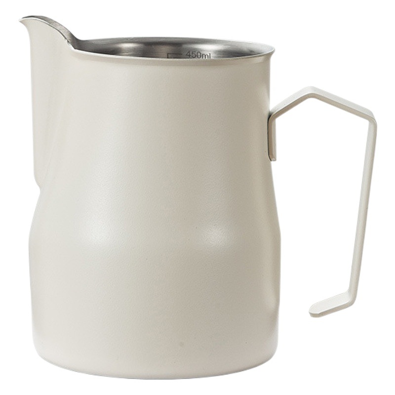 Jarra de acero inoxidable con revestimiento de Teflón para arte latte, directamente de fábrica, jarra italiana para espumar leche para café.