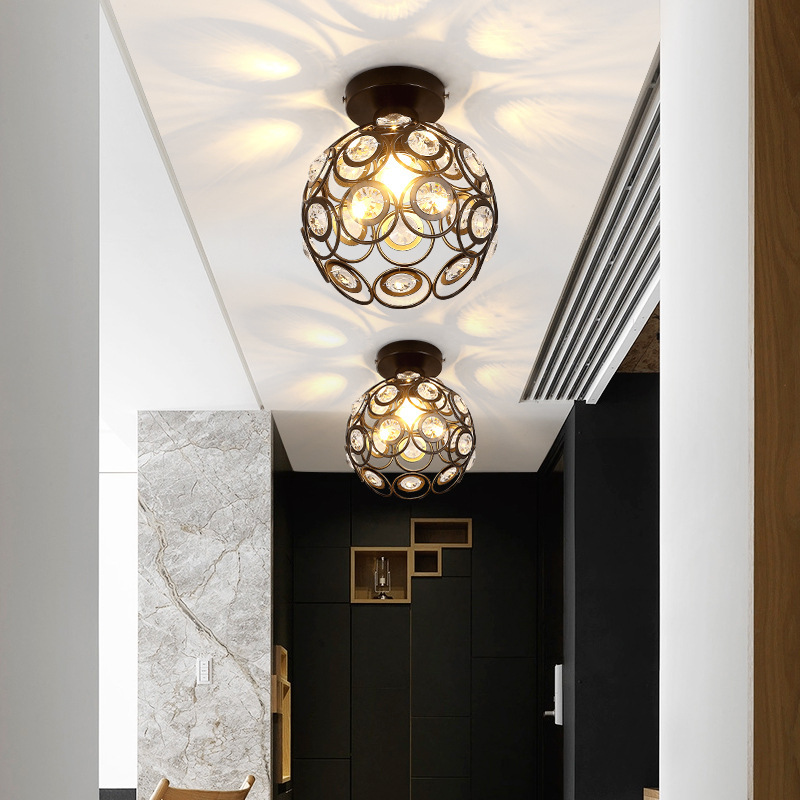 American Style Balcony Ceiling Lamp Aisle Lamp Corridor Lamp Entrance Lamp Simple Personalized Creative Iron Crystal Lamp
