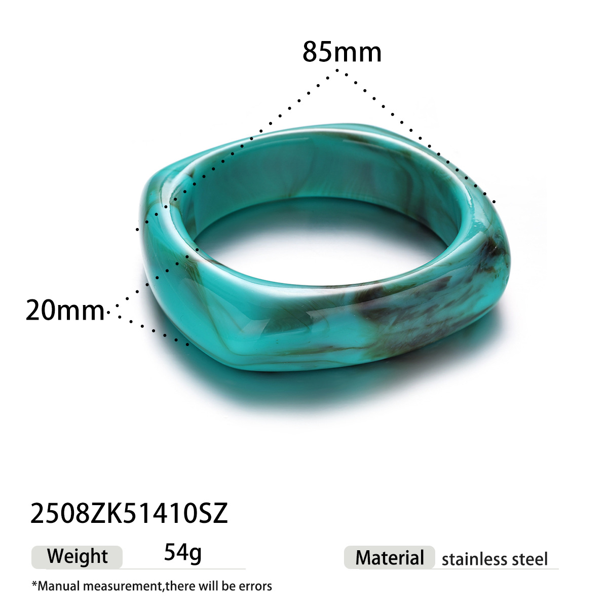 Tina estilo europeo y americano personalidad nicho de tendencia pulsera acrílica alta sensación de joyería de cuadrilátero de color universal