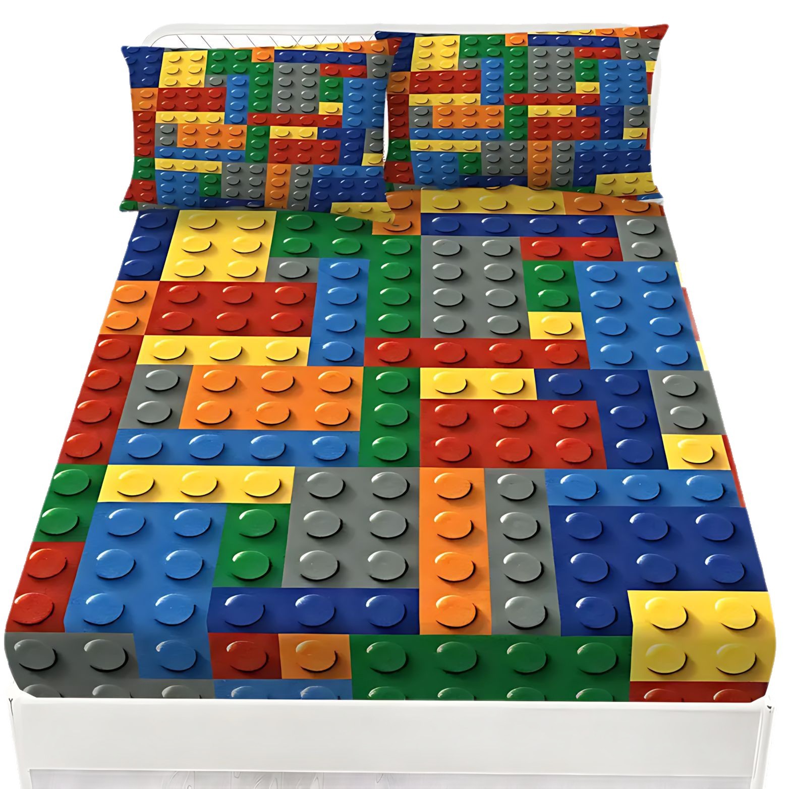 TEMU / JIT cómodos bloques de construcción de color patrón temático 3D impresión digital cama de cama de cama suministro directo transfronterizo