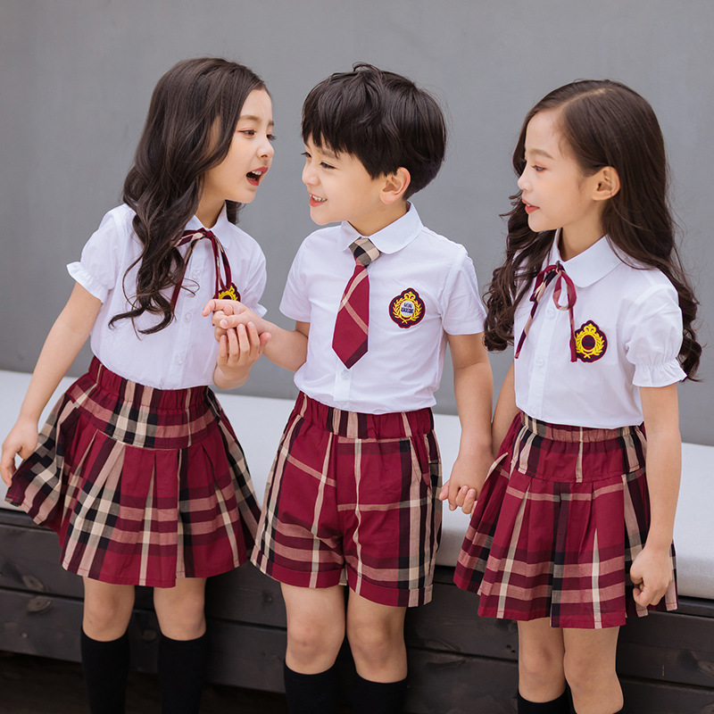 School uniform summer performance suit for elementary students, kindergarten uniform, British style set, dance costume, performance suit, graduation suit
