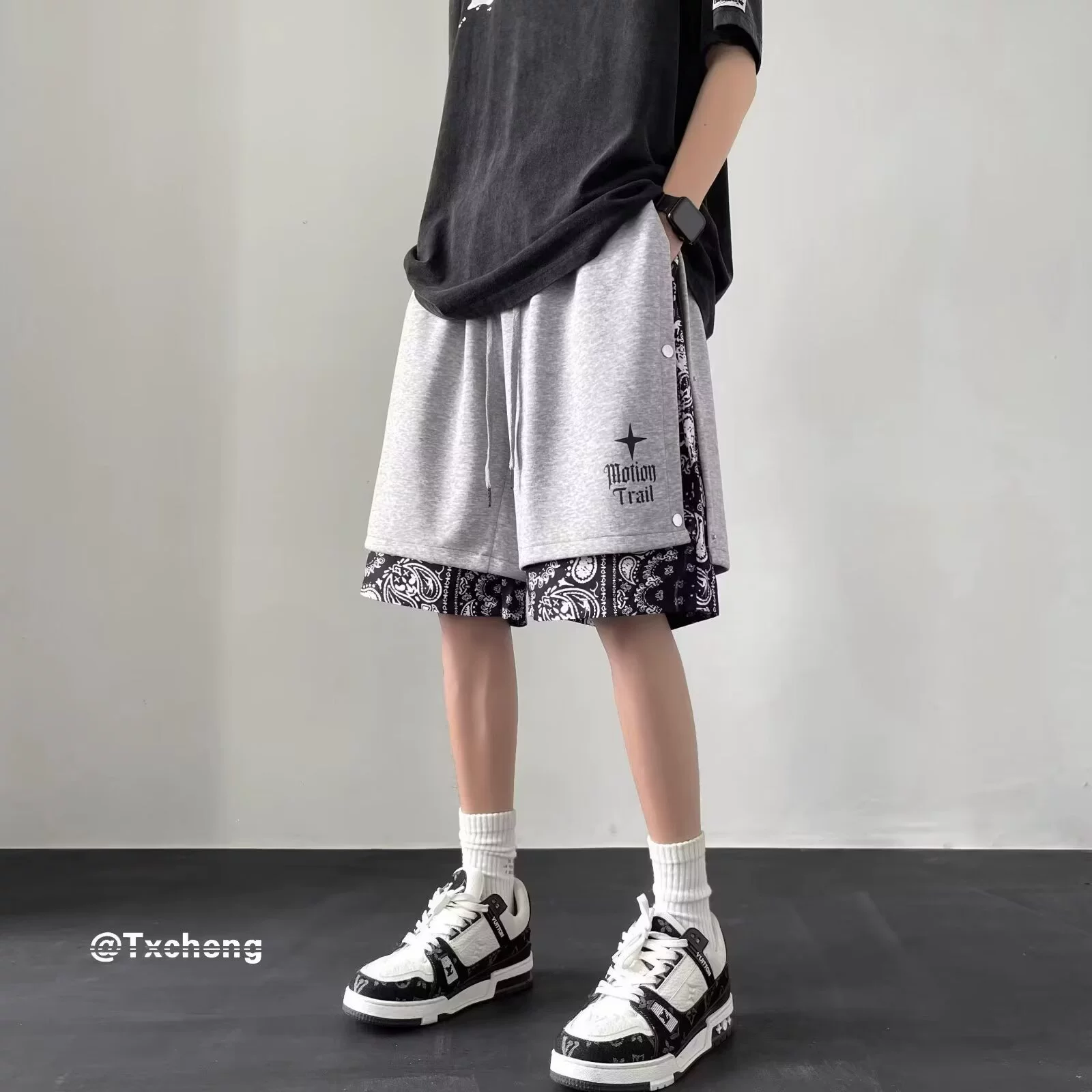 Американские ретро тяжелые шорты мужской летний новый дизайн чувство нишевые свободные короткие повседневные укороченные брюки большого размера