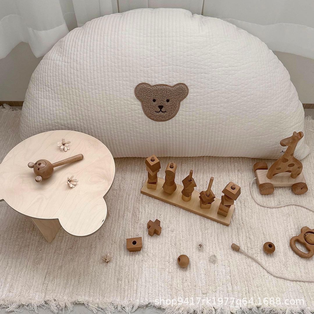 South Korea bedside quilted semicircle cushion children's room crib tatami bed backrest removable and washable Bear pillow