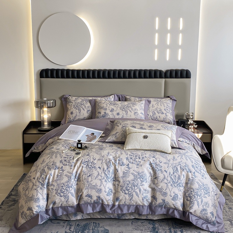 100 xinjiang algodón de lana larga impresión digital de cuatro piezas de sábanas de cama de algodón tipo a cuatro piezas de sábanas