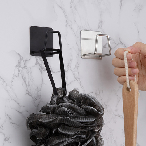 Cross-border 304 stainless steel coat hooks, multi-style self-adhesive hooks, black hooks, punch-free coat hooks, metal coat hooks
