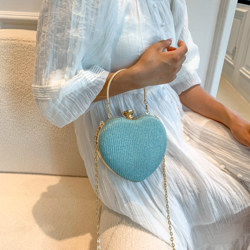 Peach Heart High-looking cadena rhinestone bolso de noche ins luz lujo Lock bolso Moda hombro brillante oblicua