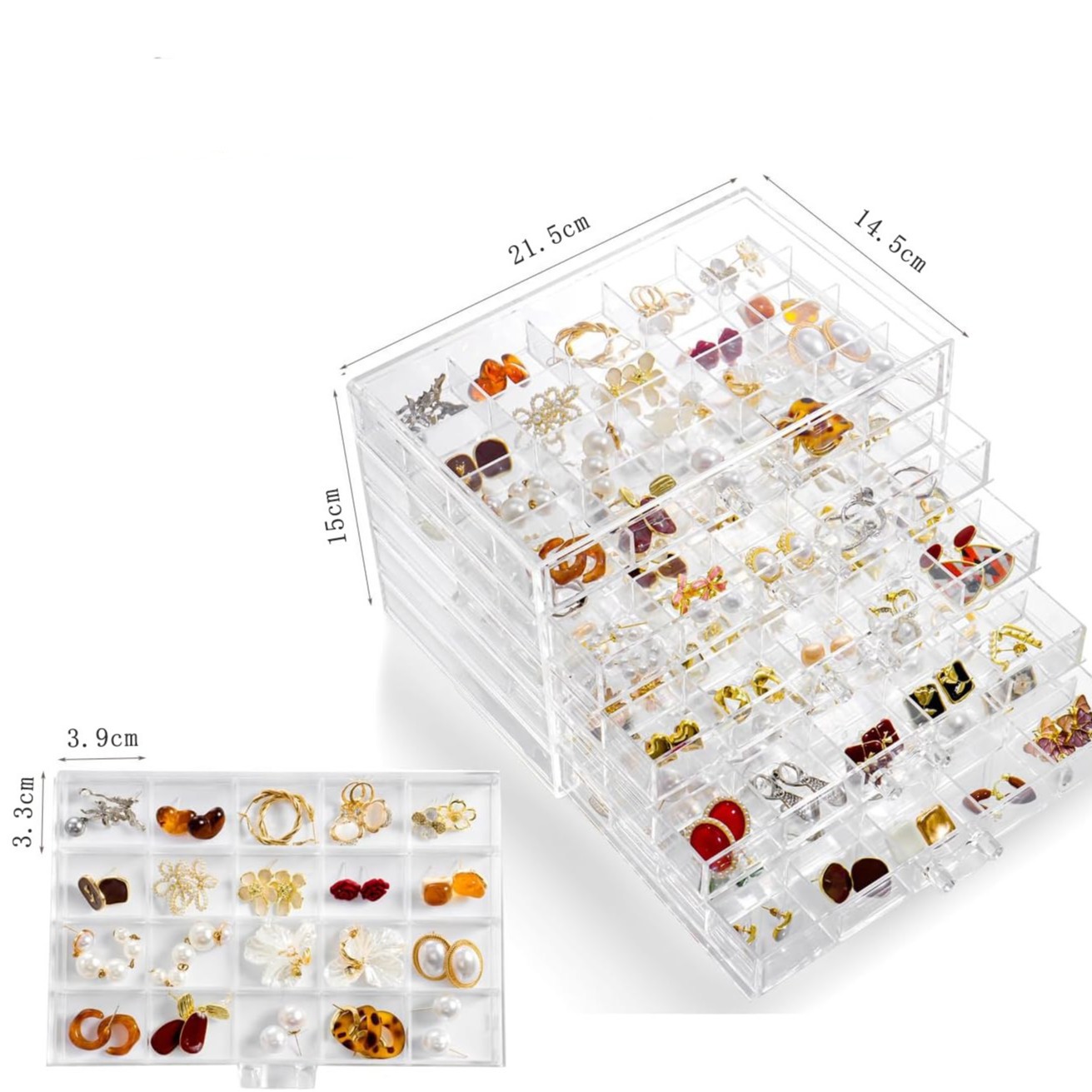 Pendientes a prueba de polvo de gran capacidad Pendientes Caja de almacenamiento de joyería Clip para orejas Colocado de múltiples capas Caja de diamantes de 120 rejilla Caja de joyería