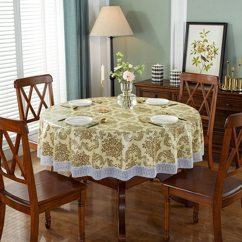 impermeable a prueba de agua a prueba de aceite a prueba de manchas PVC ecológico para el hogar mesa redonda sin lavado restaurante gran mesa redonda hotel Yuanbeiqin