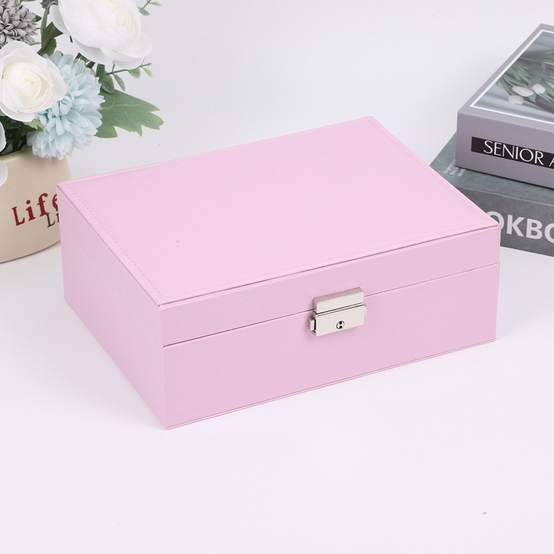 Caja de joyería de doble capa de gran capacidad pendientes de joyería accesorios para el cabello caja de almacenamiento anillo collar pendientes pulsera oreja stud caja