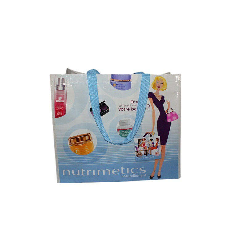 编织料彩印pp覆膜袋  pp覆膜环保编织圣诞购物袋  150g编织手提袋