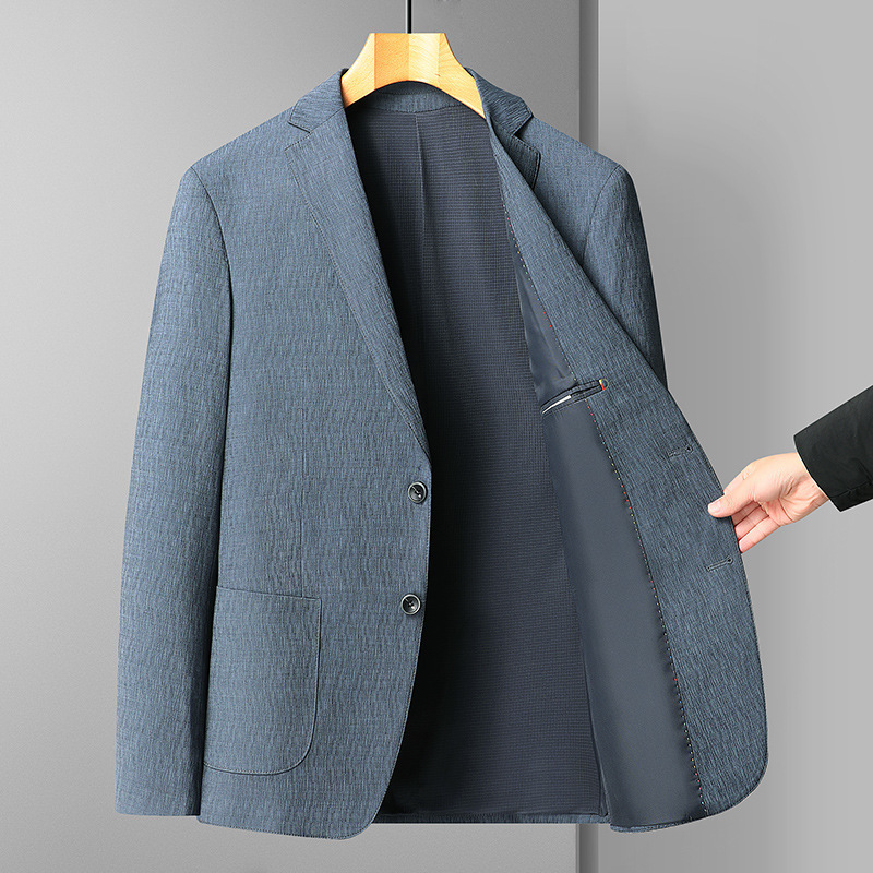Autumn new water ripple texture suit jacket slim-fit solid color single suit men's casual suit stretch non-ironing