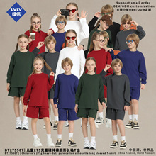 LVLV新款275g童装t恤男欧美重磅潮牌春秋长袖纯棉打底衫户外露营