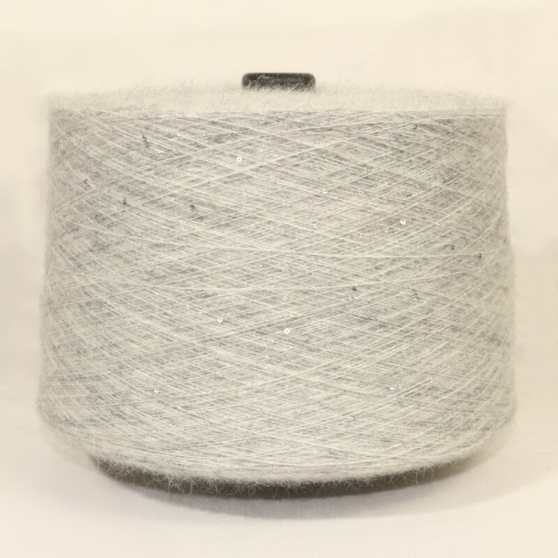 10.5NM/1 Sequin Mohair 28% Ultra-fine Mohair 28% Wool 24% Nylon 15% Polyester 5% Spandex 10.5NM/1 Sequin Mohair 28% Ultra-fine Mohair 28% Wool 24% Nylon 15% Polyester 5% Spandex