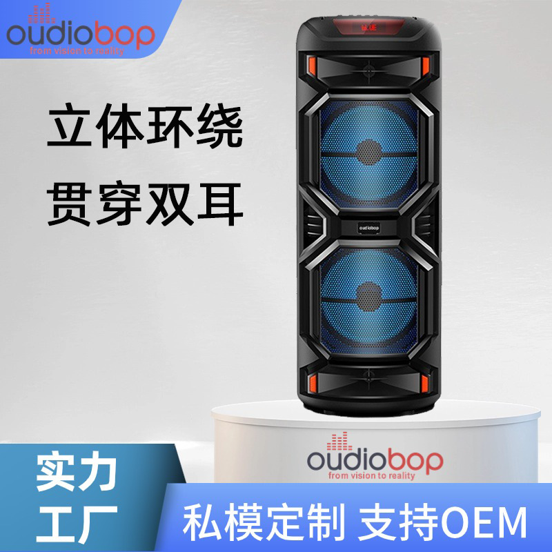 BK-1218 doble 12 pulgadas al aire libre Altavoz Bluetooth cuadrado danza alta potencia 30W Tarjeta de fiesta en casa karaoke audio