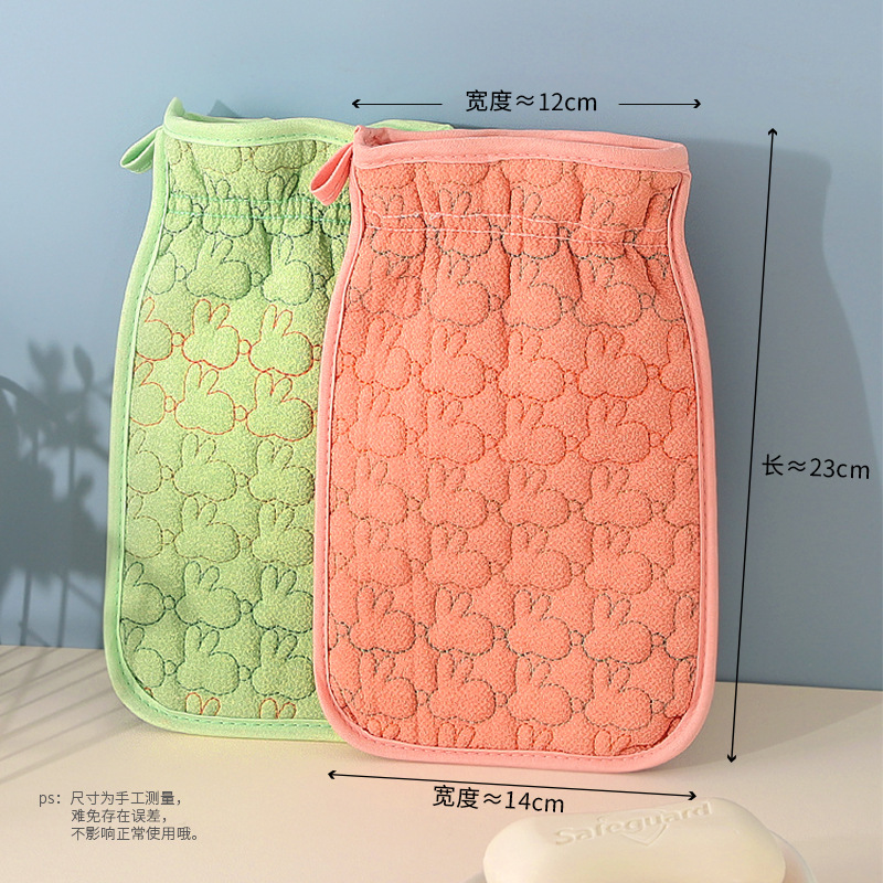 Hogar fuerte de doble capa hacia atrás frotando barro frotando artefacto gris Toalla de baño suministros de espalda guantes de baño hombres y mujeres Toalla de baño