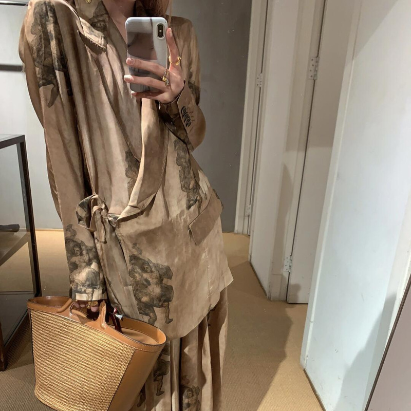 Niche Designer Angel High-end 3D Printed Lace-up Suit Jacket for Women Niche Designer Angel High-end 3D Printed Lace-up Suit Jacket for Women