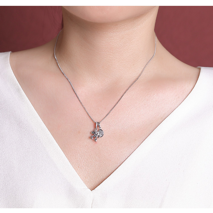 Bộ dây chuyền bạc S925 mặt ngựa kéo may mắn – đồng xu ba chiều phong thủy — Mẫu bạc (bộ dây chuyền) chi tiết 8