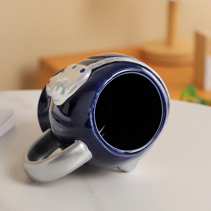 Cosmonauta espacial creativo taza de café de cerámica planetas de dibujos animados taza de leche jeans taza de cambio de color sensible a la temperatura