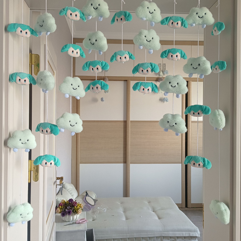 Hatsune Green Cloud Door Curtain Cloud Creative Home Decoration Bedroom Room Door Classroom Bathroom Curtain Ins Partition