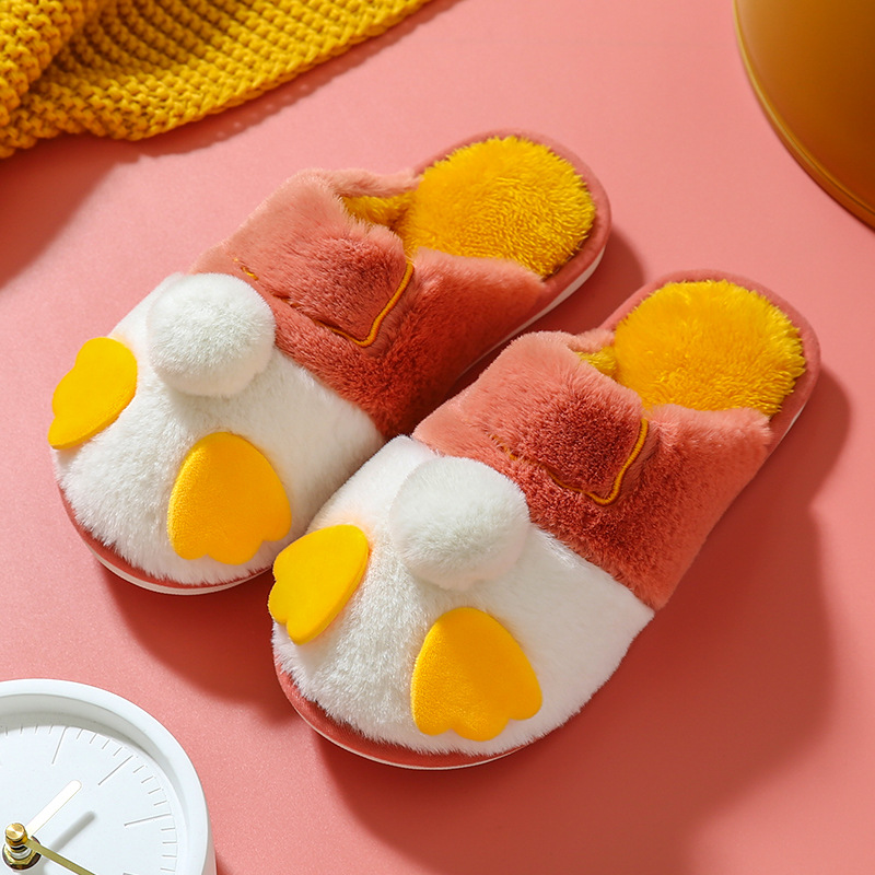 Zapatillas de peluche cálidas interiores zapatillas de algodón de dibujos animados para mujeres caseras lindas zapatillas de peluche parejas patos amarillos zapatillas de piso