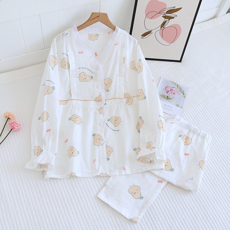 A variety of oversized double-layer gauze monthly clothing for pregnant women after childbirth 200kg double-layer cotton yarn for pregnant women