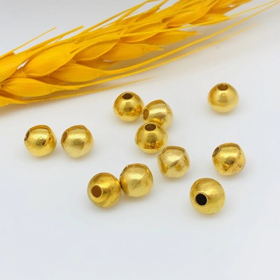 G18K金珠4.7mmAU750串珠項鏈配件DIY 古法黃金圓珠隔珠