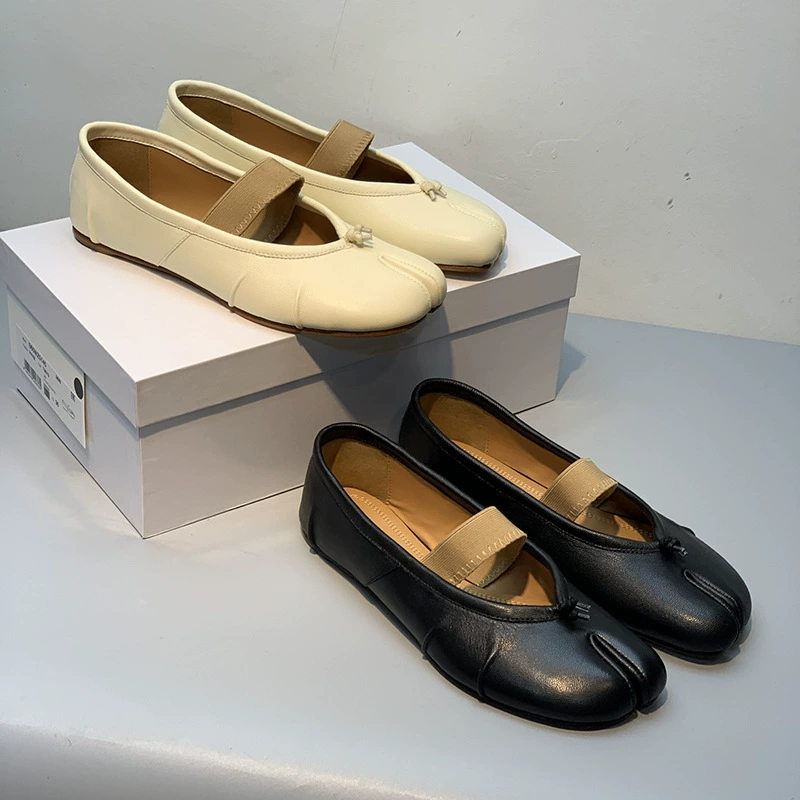 Мягкая козья кожа! Балетки со складками и разрезом на эластичной резинке и плоской подошвой.