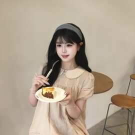 茶歇式娃娃领连衣裙减龄显瘦短裙春夏A字裙甜美女装巨好看连衣裙